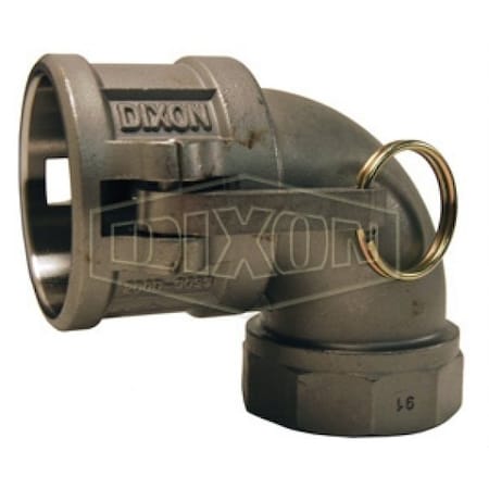 Dixon Type D 90Deg Cam and Groove Elbow, 1 in, Female Coupler x FNPT, 316 SS, Domestic 100D-90SS